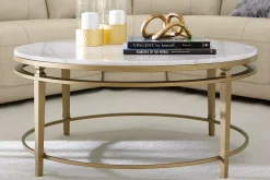 Havertys Amani Round Coffee Table Gold Outlet