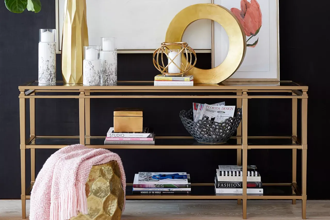 Havertys Amani Sofa Table Gold Discount