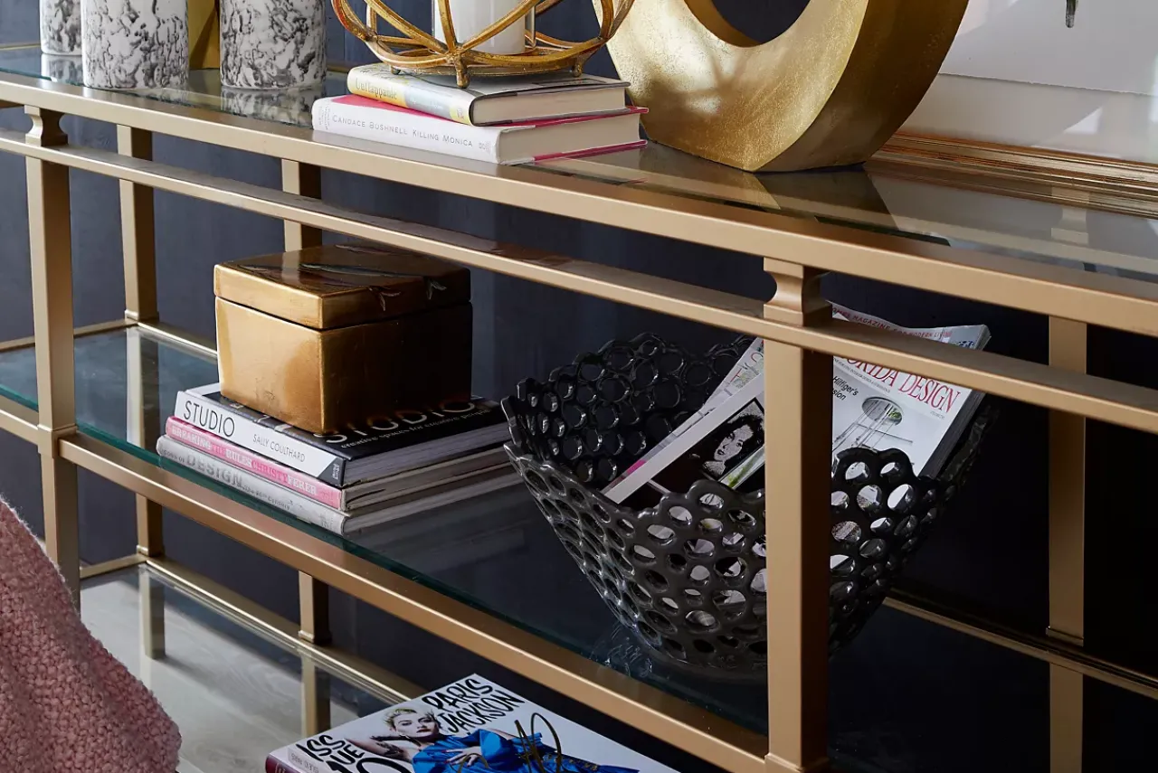 Havertys Amani Sofa Table Gold Discount