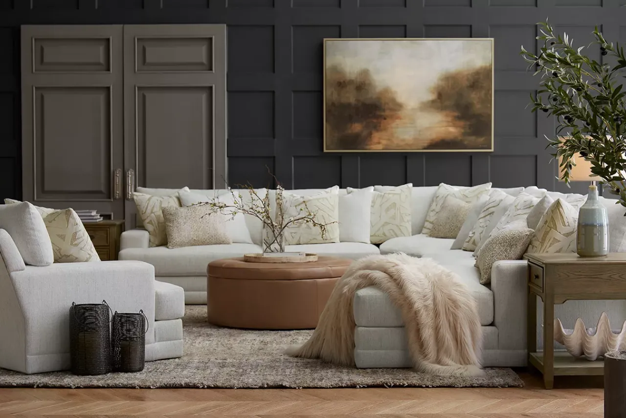 Havertys Audrey Storage Ottoman Brighton Dune Clearance