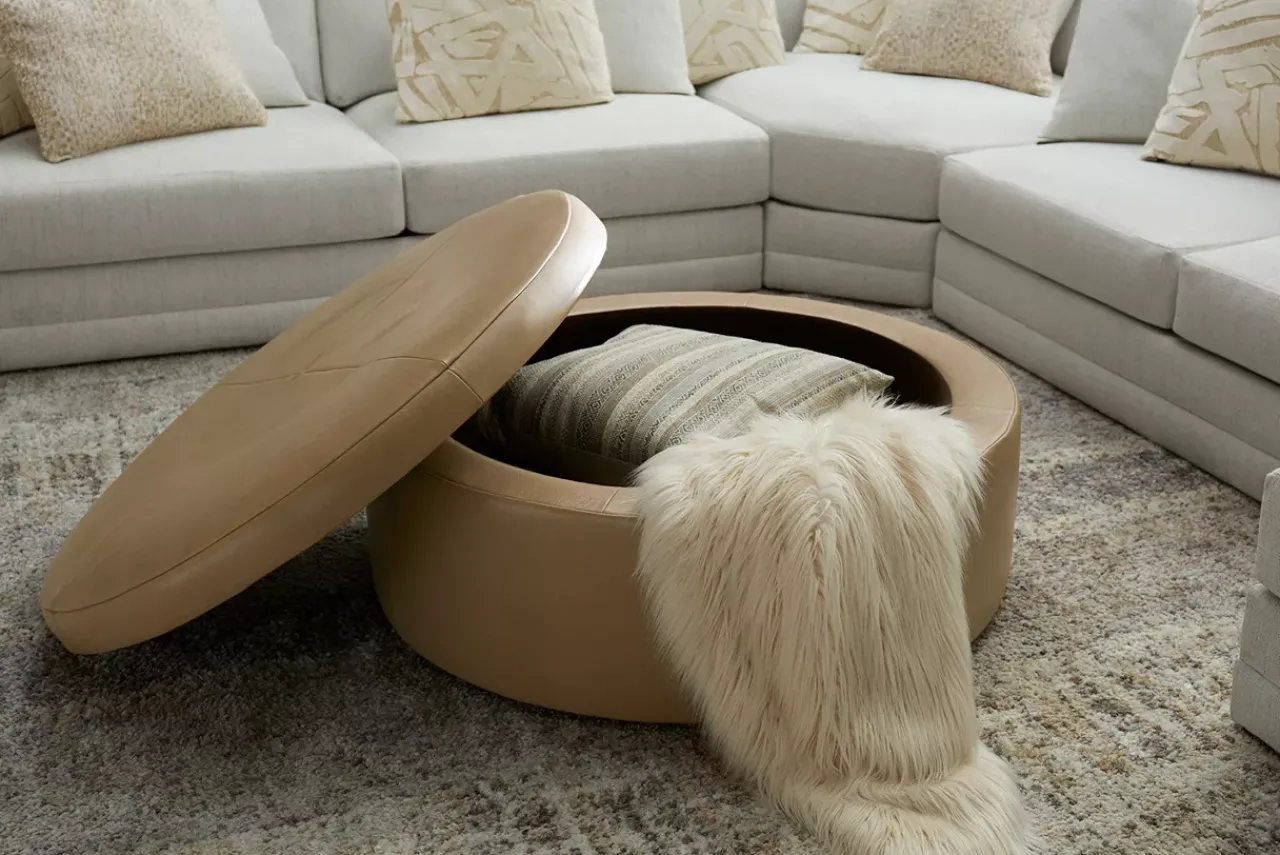 Havertys Audrey Storage Ottoman Brighton Dune Clearance