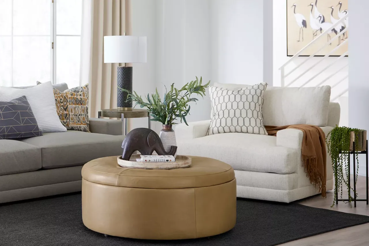 Havertys Audrey Swivel Chair Zuri Natural Sale