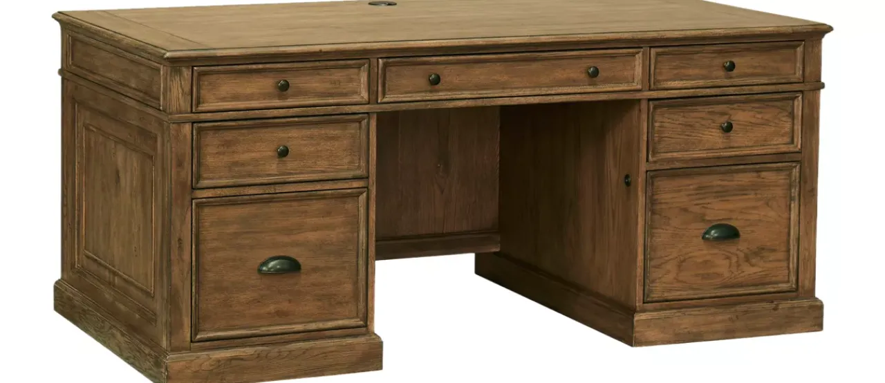 Havertys Avondale II Executive Desk Vintage Oak Discount