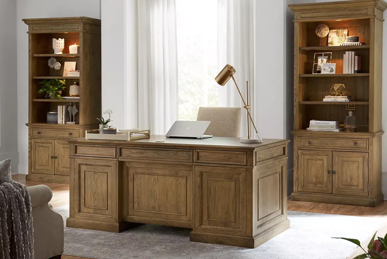 Havertys Avondale II Executive Desk Vintage Oak Discount
