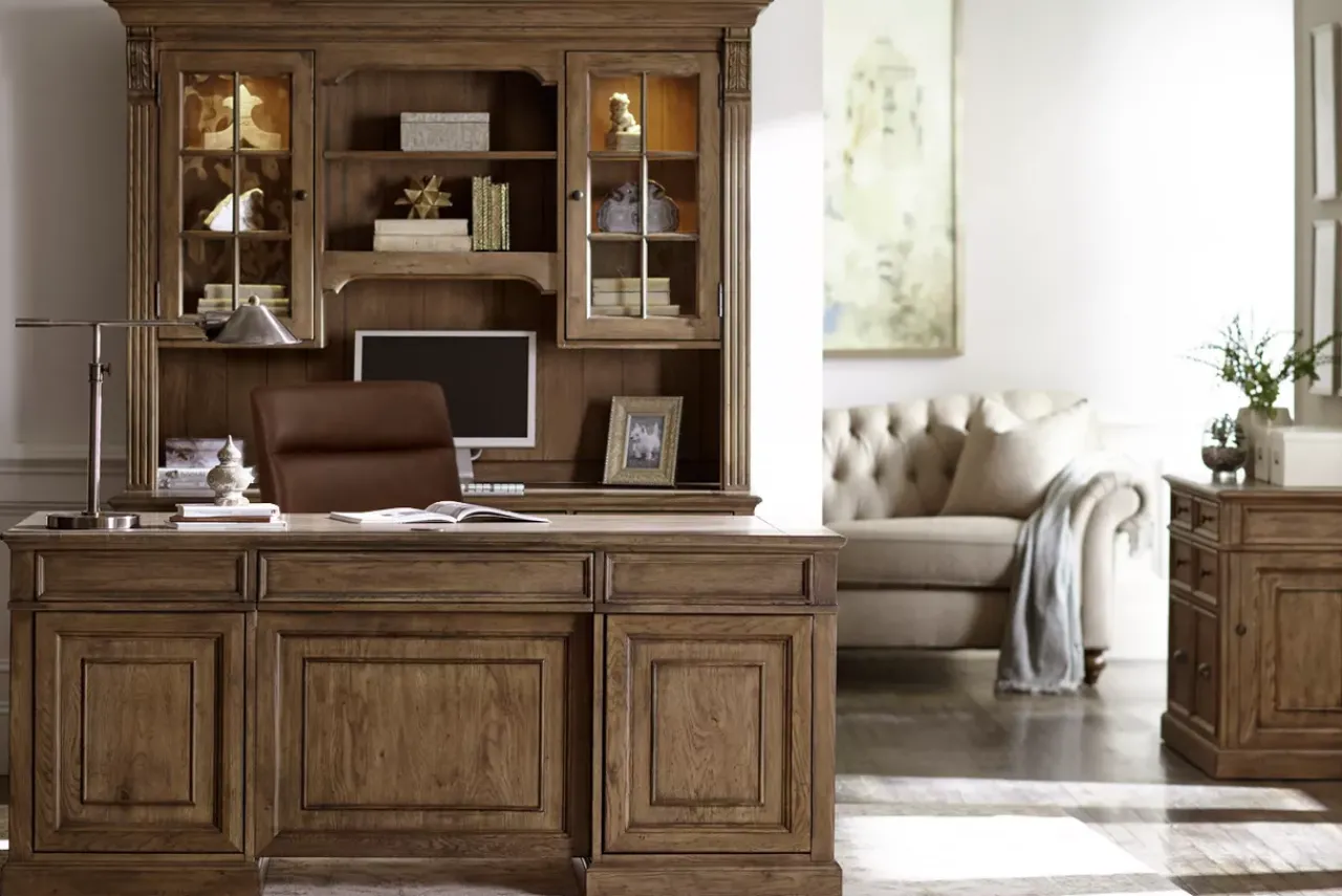 Havertys Avondale II Executive Desk Vintage Oak Discount