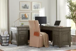 Havertys Baylor L-Shaped Desk Grey Washed Outlet