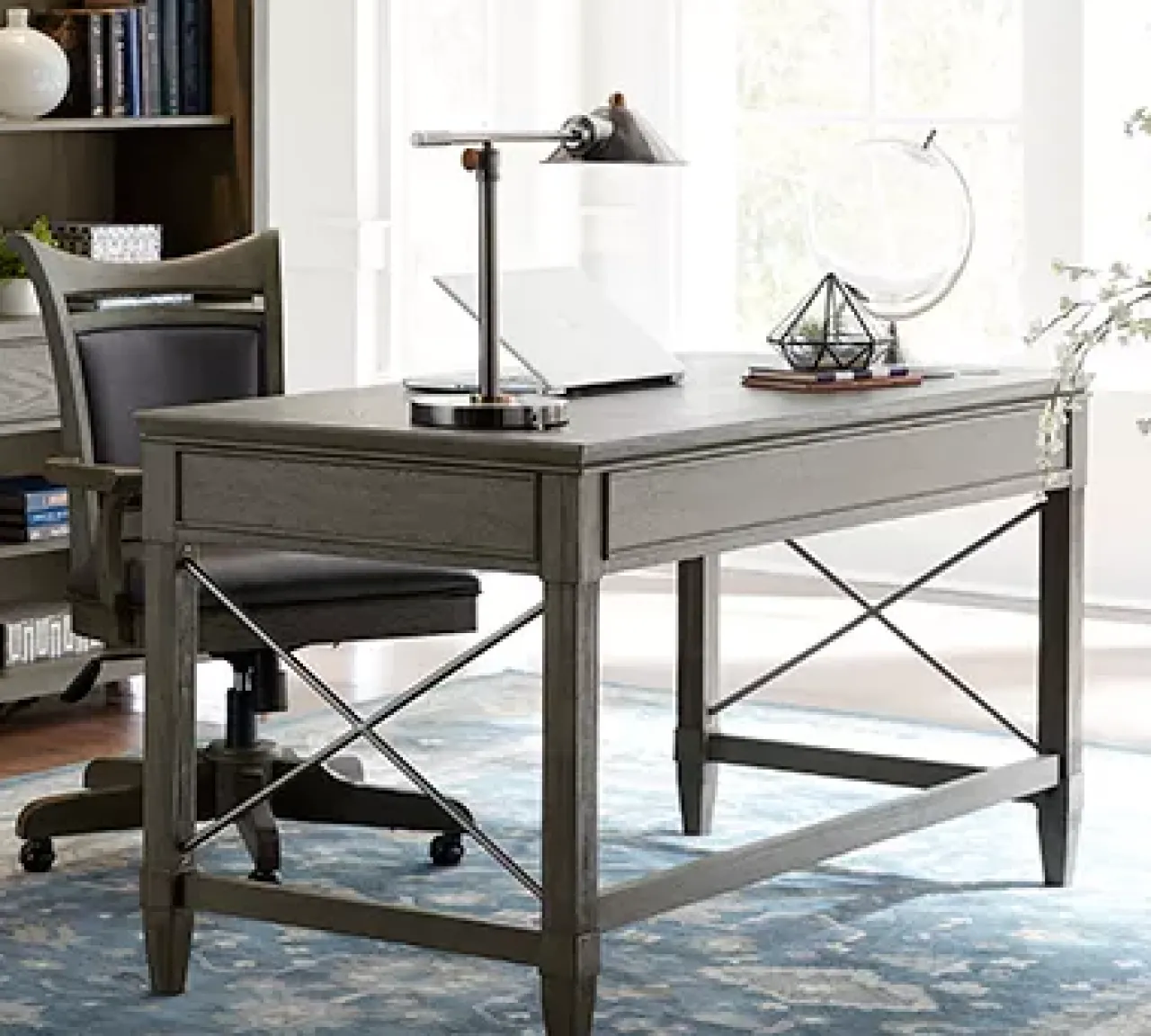 Havertys Baylor Writing Desk Grey Washed Best