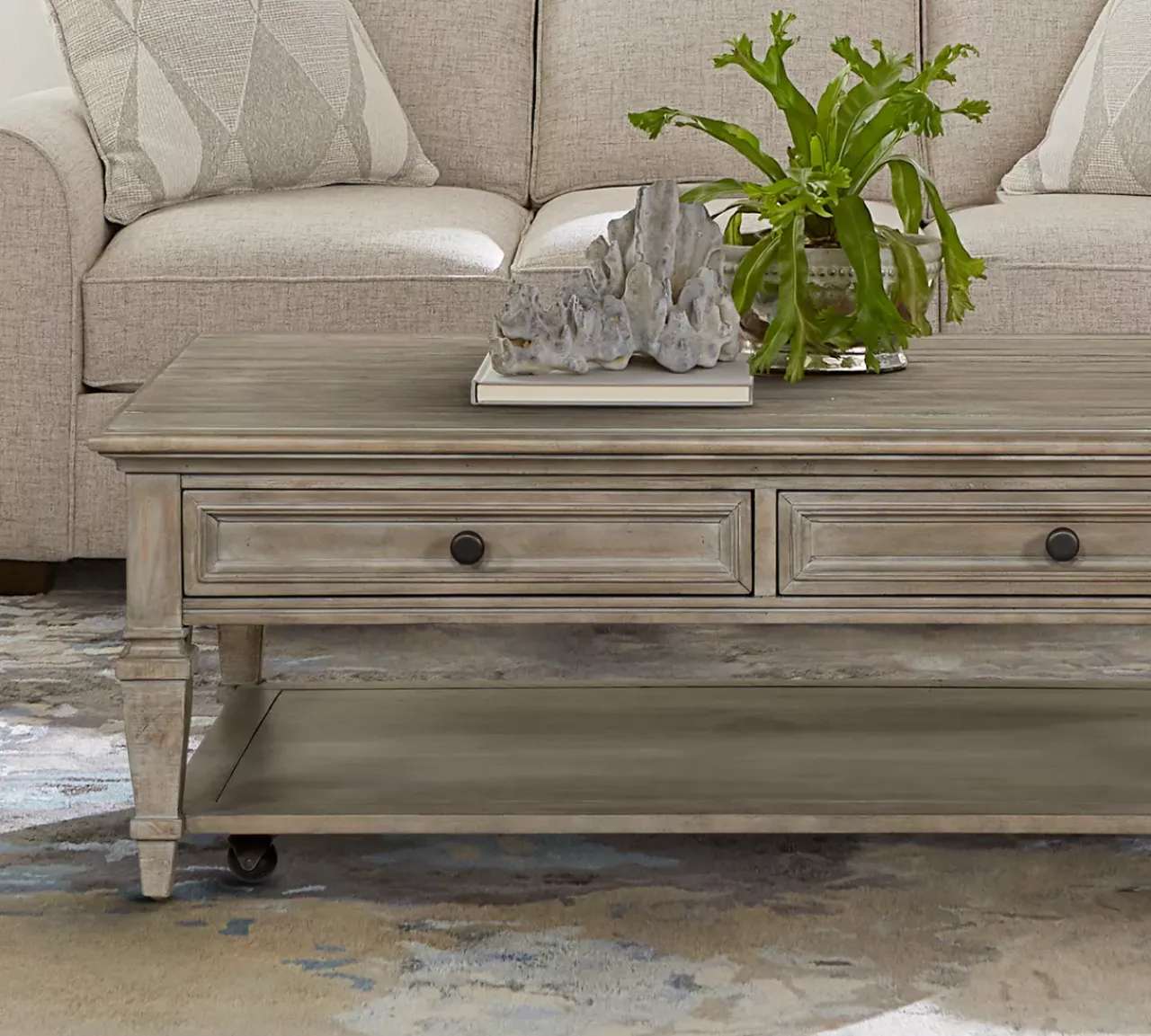 Havertys Beckley Coffee Table Dovetail Grey Outlet