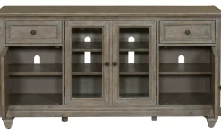 Havertys Beckley Entertainment Console Dovetail Grey