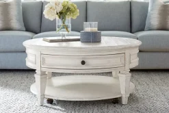 Havertys Beckley Round Coffee Table Alabaster Hot