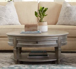 Havertys Beckley Round Coffee Table Dovetail Grey New