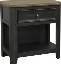Havertys Blackburn Nightstand Black and Brown Sale