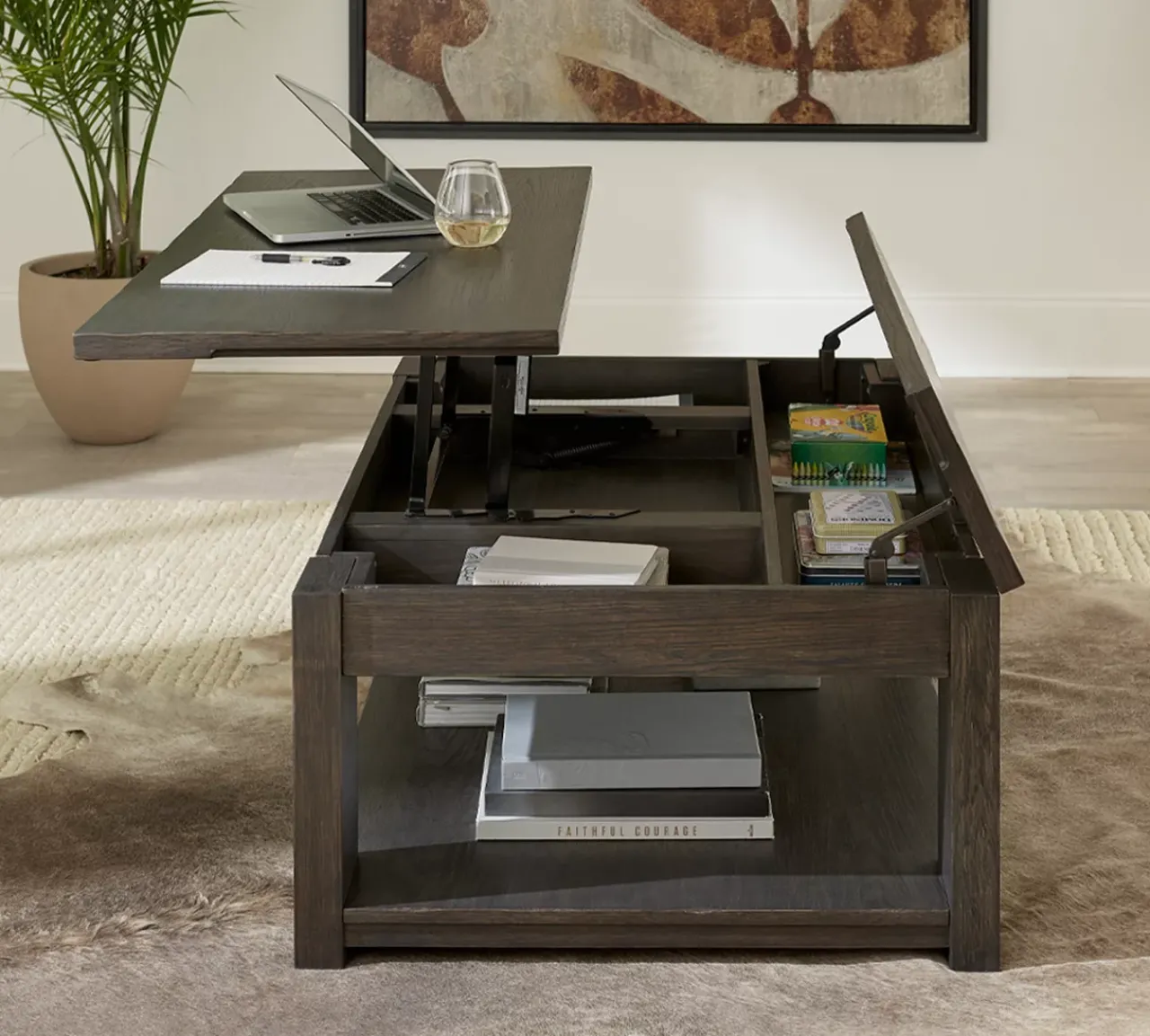 Havertys Clayton Lift Top Coffee Table Bark Best
