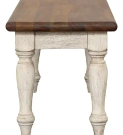 Havertys Coventry Dining Bench Antiqued White and Brown Hot