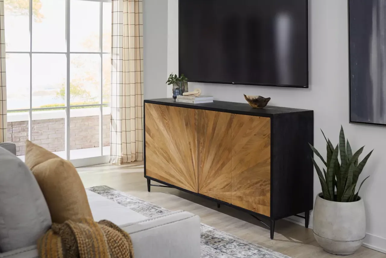 Havertys Cyrus Entertainment Console Natural Mango New