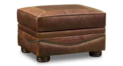 Havertys Dakota Ottoman American Bison Walnut- Tooled New