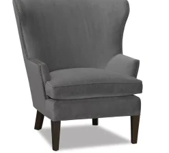 Havertys Delphine Wingback Accent Chair Plush Slate Discount