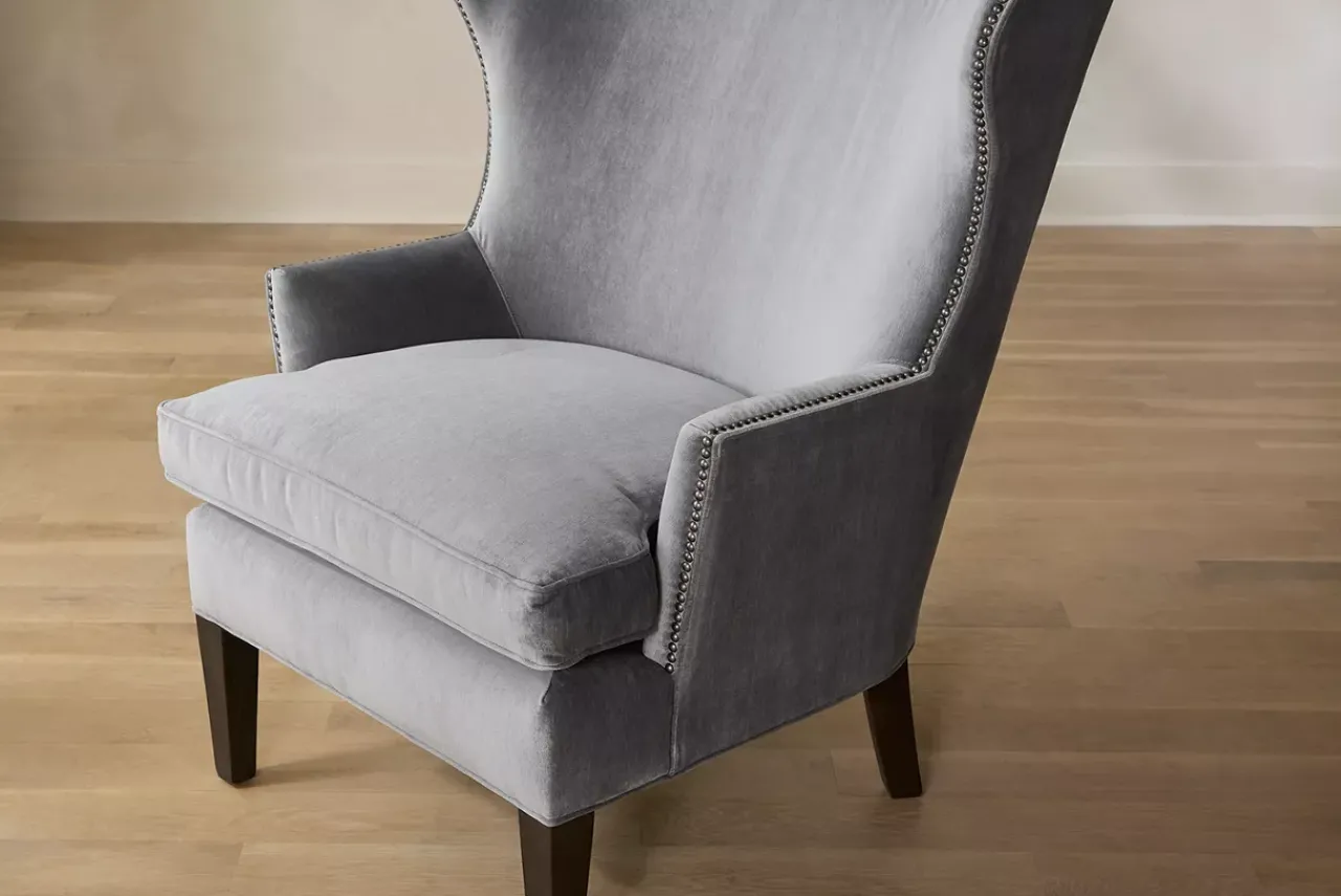 Havertys Delphine Wingback Accent Chair Plush Slate Discount