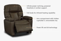 Havertys Ethan Power Lift Recliner with Infrared Heat Clearance