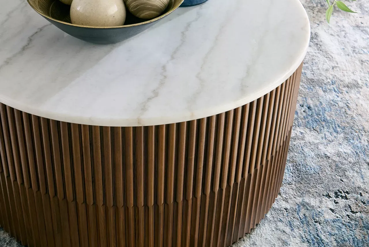 Havertys Graham Coffee Table White and Brown Sale