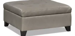 Havertys Harmony Leather Storage Ottoman Brighton Pewter