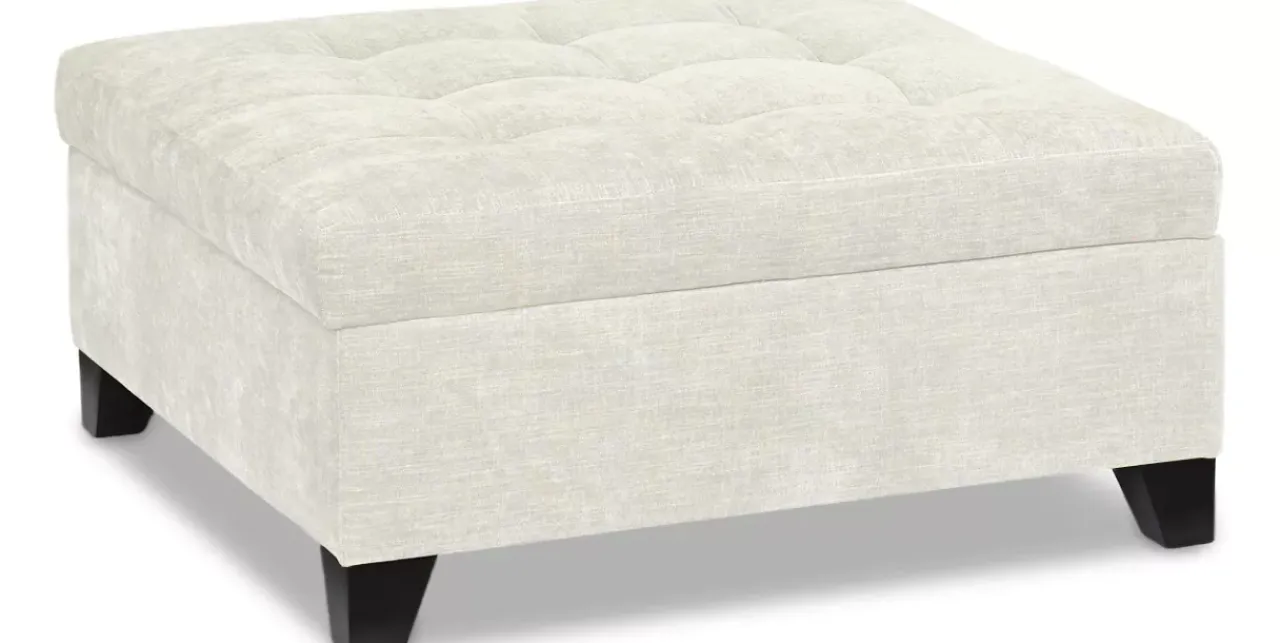 Havertys Harmony Storage Ottoman Montera Whitesand Best