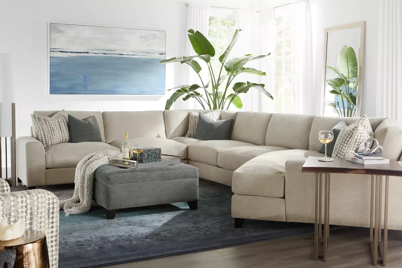 Havertys Harmony Storage Ottoman Montera Whitesand Best