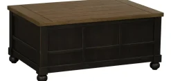 Havertys Harrington Trunk Dusty Taupe and Black Outlet