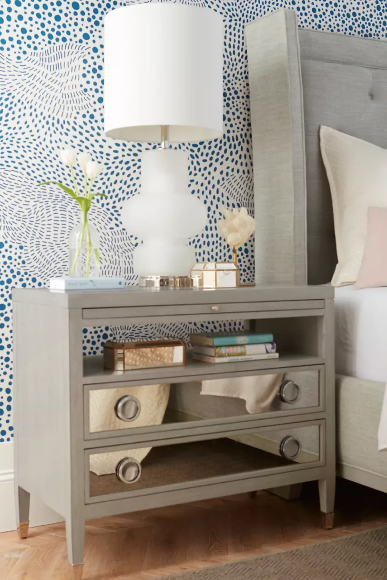 Havertys Hyde Park Nightstand Heather Grey Clearance