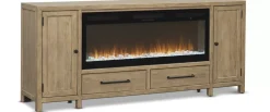 Havertys Lawrence Electric Fireplace Media Console Buff Hot