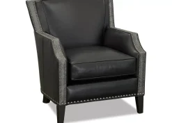 Havertys Lawson Leather Accent Chair New Era Noir Sale