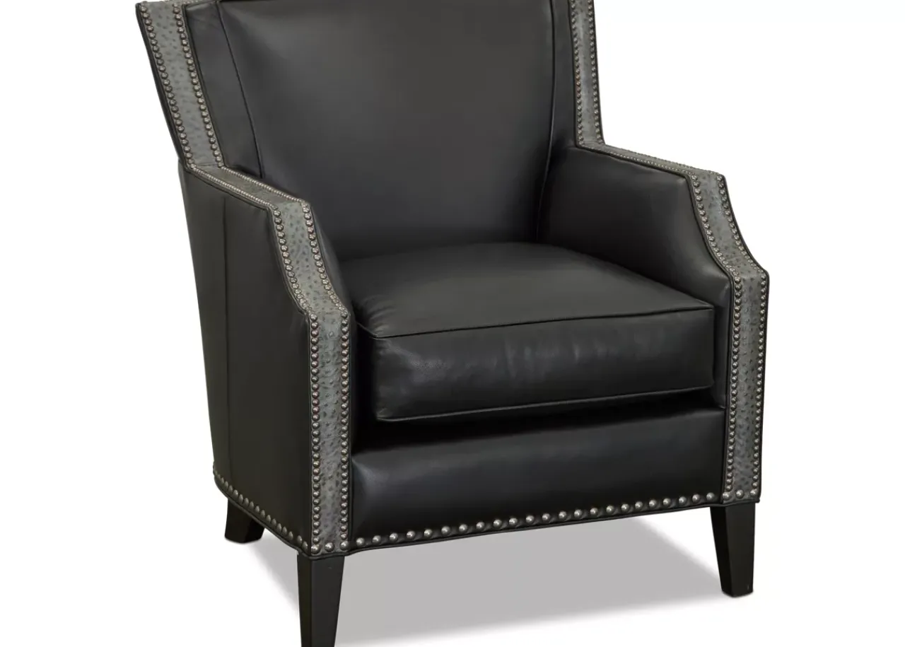 Havertys Lawson Leather Accent Chair New Era Noir Sale