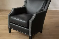 Havertys Lawson Leather Accent Chair New Era Noir Sale