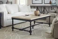 Havertys Lucy Coffee Table Distressed Black-Taupe Discount
