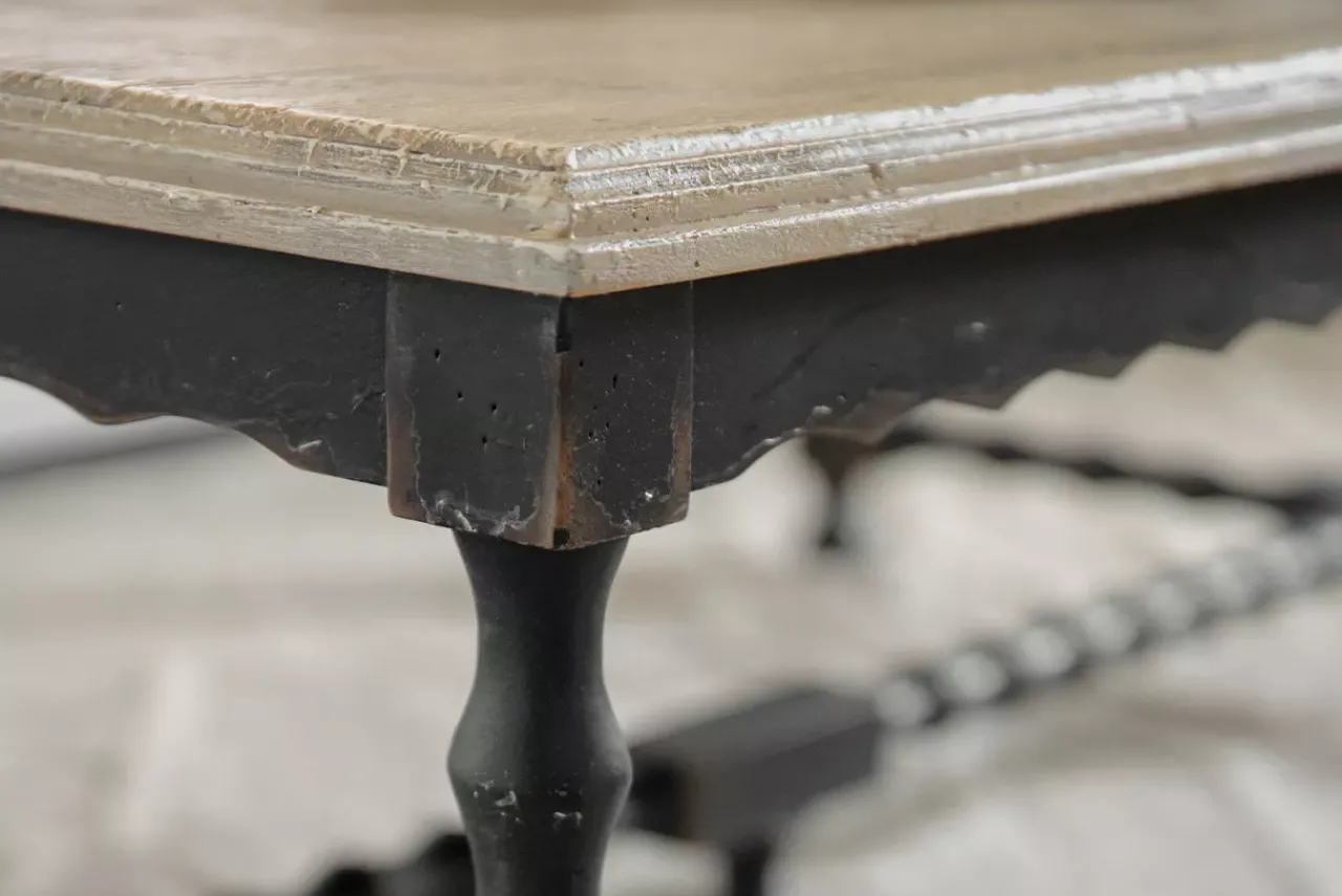 Havertys Lucy Coffee Table Distressed Black-Taupe Discount