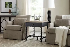 Havertys Lucy End Table Distressed Black-Taupe Clearance