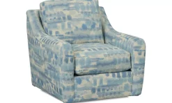 Havertys Lyra Swivel Chair Party Plaid Atlantic Hot