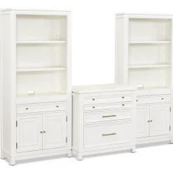 Havertys Mabry Bookcase Wall with Lift Top File Cabinet Best