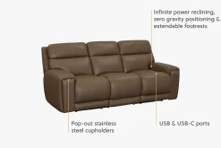 Havertys Maddox Power Sofa Caesar Grey