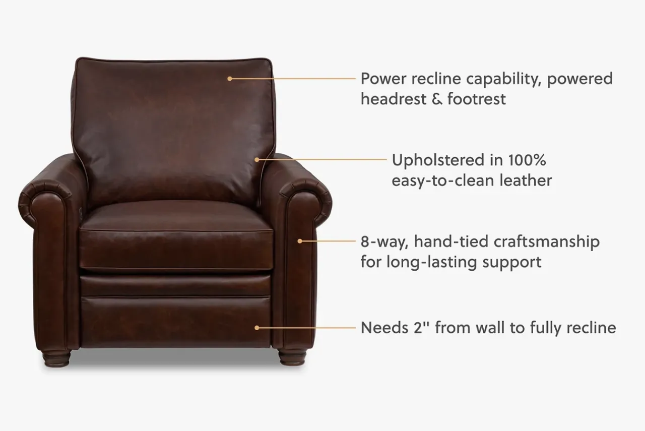 Havertys Mason Power Recliner Forli Brown Outlet