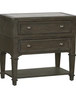 Havertys Miller Park Marble Top Nightstand Antique Brown New