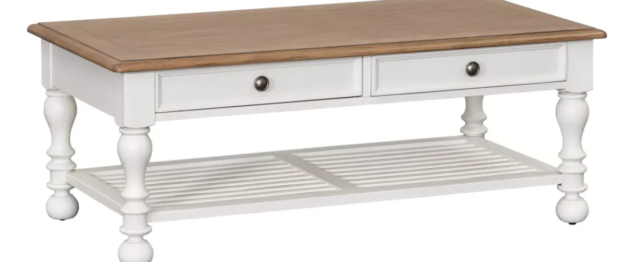 Havertys Nantucket Coffee Table Brown and White Sale