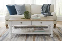 Havertys Nantucket Coffee Table Brown and White Sale
