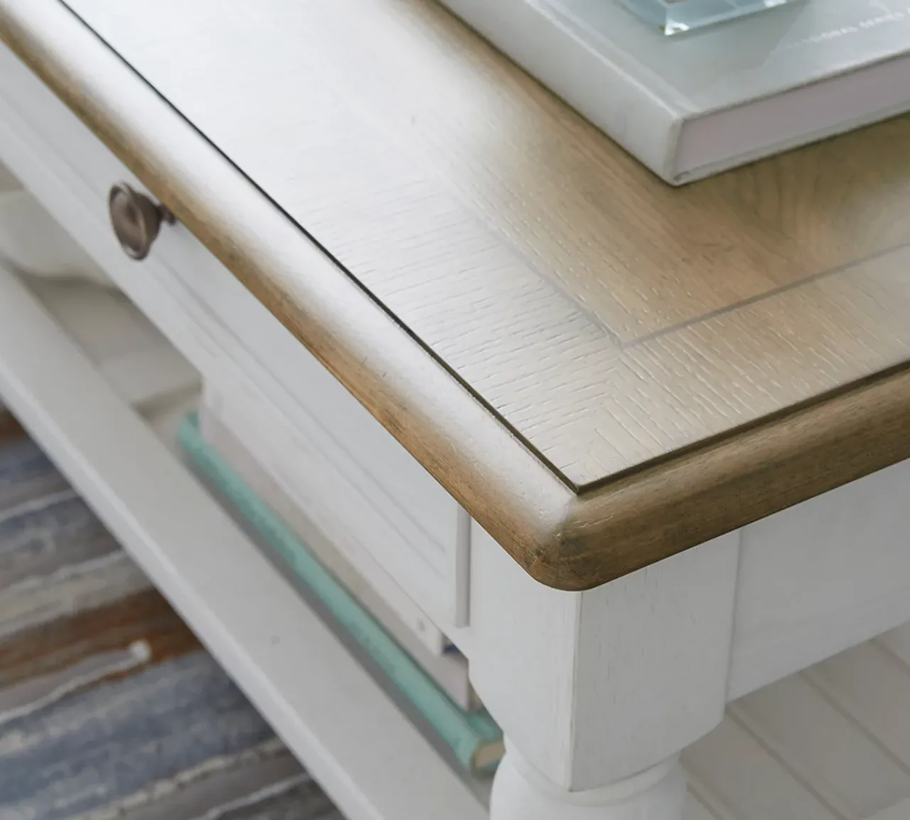 Havertys Nantucket Coffee Table Brown and White Sale