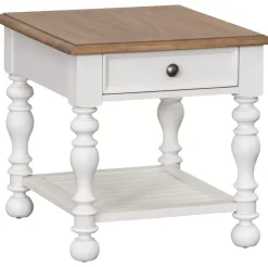 Havertys Nantucket End Table Brown and White Discount