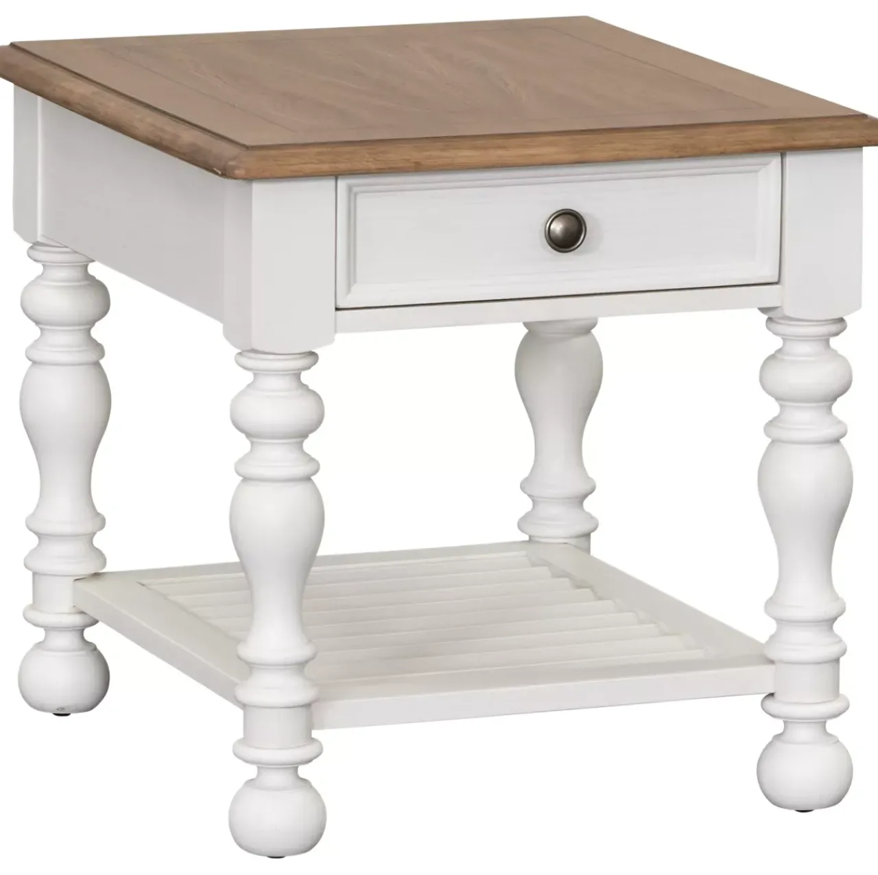 Havertys Nantucket End Table Brown and White Discount
