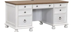 Havertys Nantucket Executive Desk Brown and White Outlet