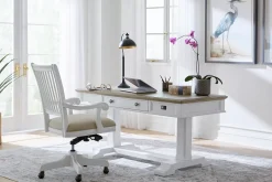Havertys Nantucket Lift Desk Brown and White Outlet