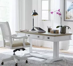 Havertys Nantucket Lift Desk Brown and White Outlet