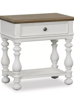 Havertys Nantucket Open Nightstand Brown and White Best
